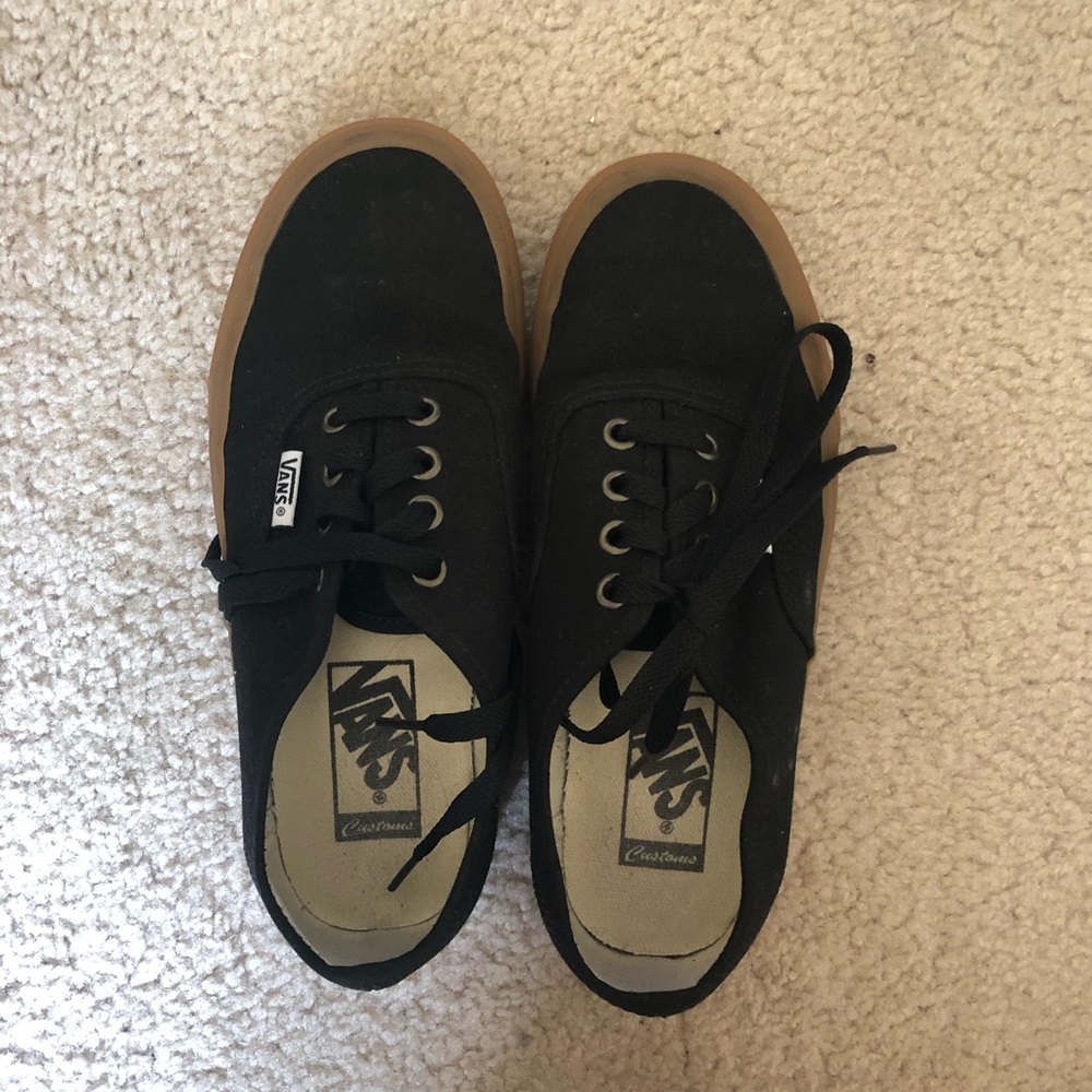 brand new custom classic black vans with gum sole!